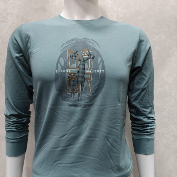 Teal Blue Full‑Sleeve Round Neck