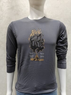  Bonfire Grey Full‑Sleeve Round Neck T‑Shirt