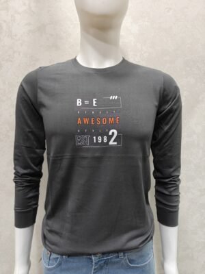 Be Awesome Charcoal Grey Full‑Sleeve