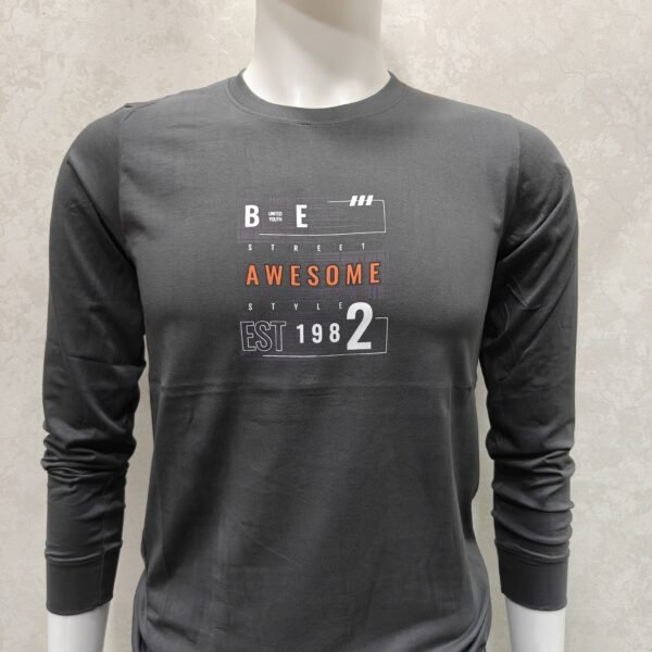 Be Awesome Charcoal Grey Full‑Sleeve