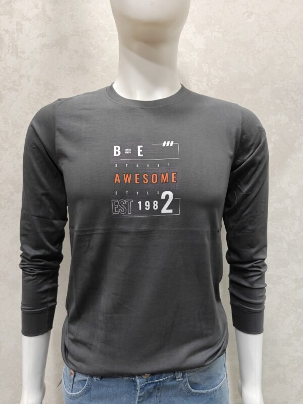 Be Awesome Charcoal Grey Full‑Sleeve