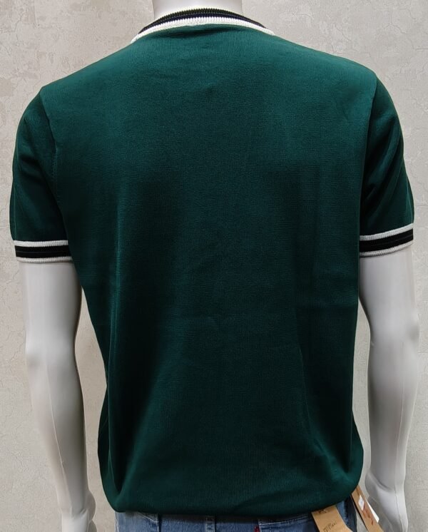 Rib-Stripe Collar Knit Tee